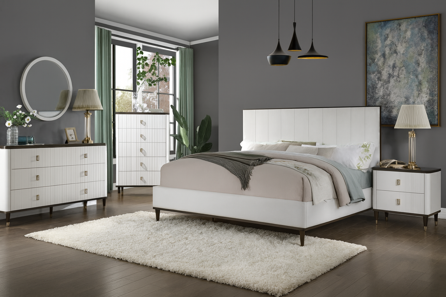 BD02031 Chest 36"L x 18"W x 55"H White-Brown Finish