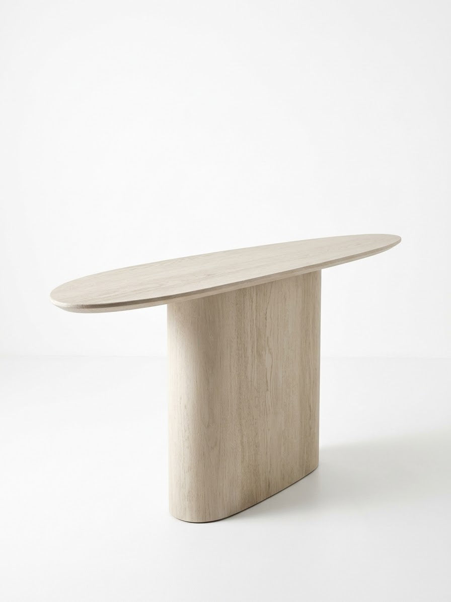 Petra Console Beige Travertine Marble Matte Finish