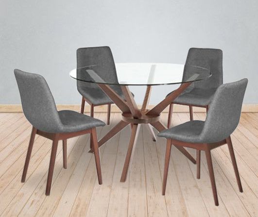 Dining Set TG-6868 Round Dining Table + (4) CB-3915 Dining Chair Merlot Beech