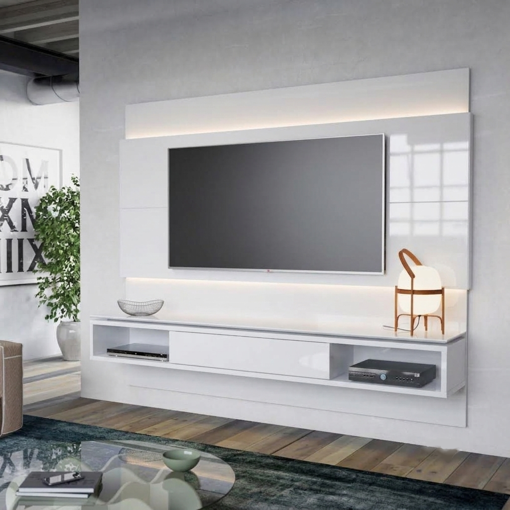 STYLO Hanging Console 2.2m 87"W w/LED High Gloss White