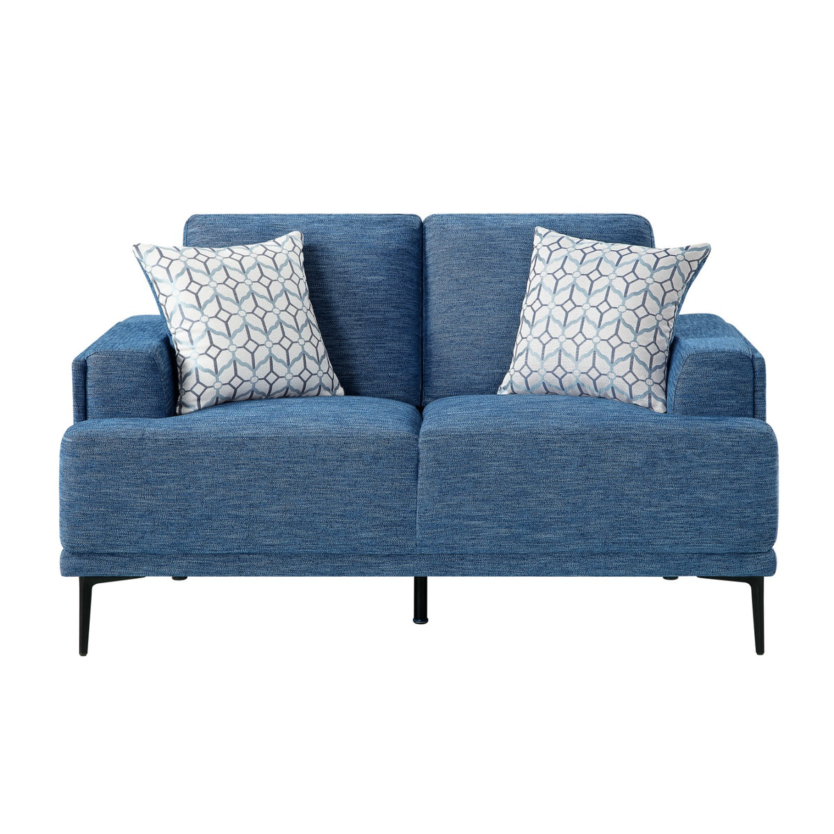 9124BUE-2 Loveseat with 2 Pillows Blue