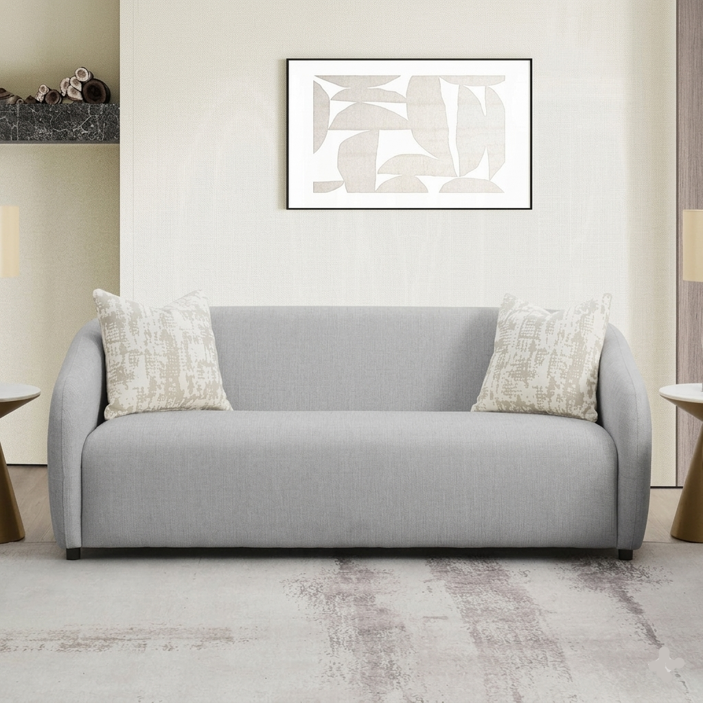 LV03591 2-Seater Loveseat with 2 Accent Pillows 67"W Gray Linen