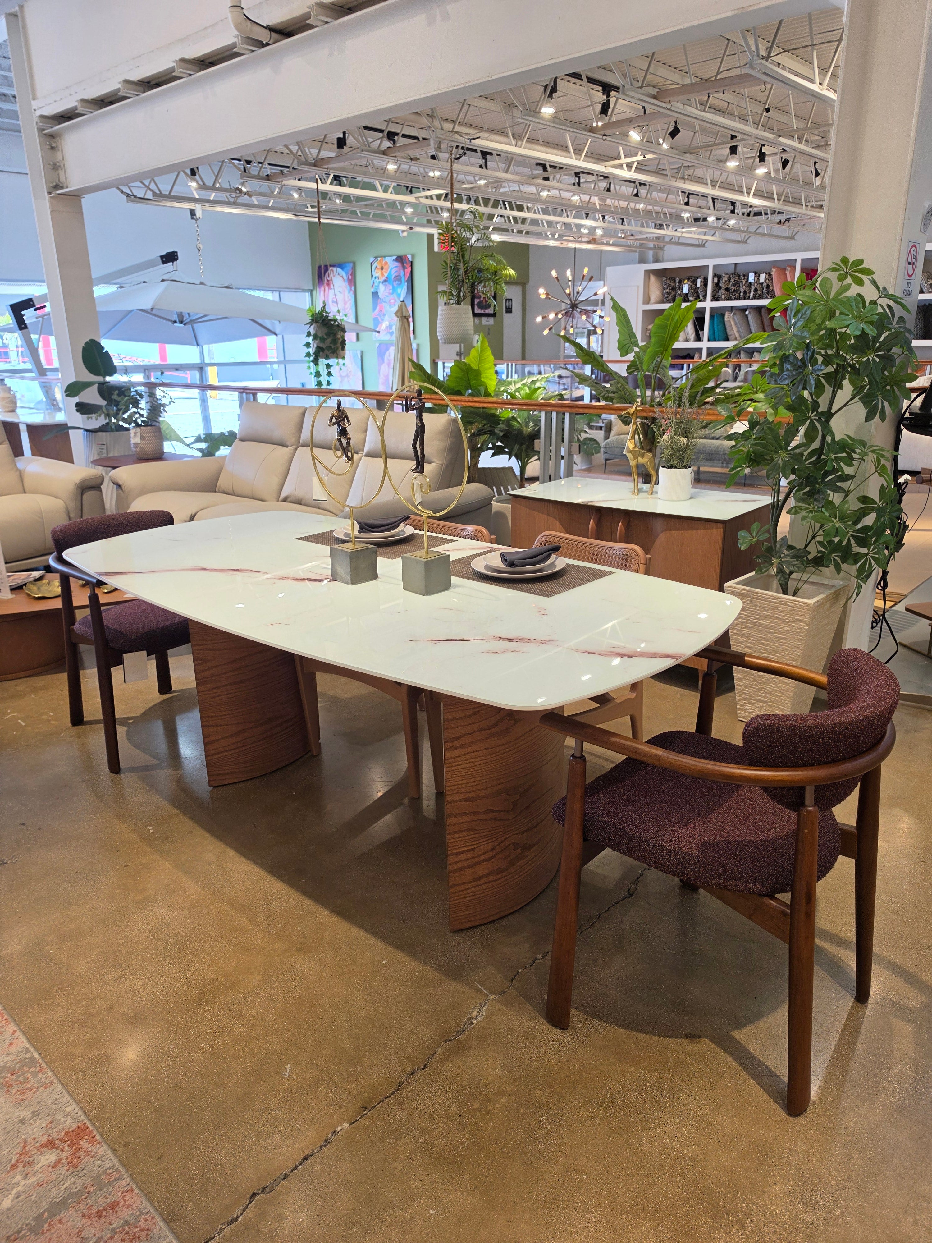 CAPRI Rectangular Dining Table w/ Iolanda Base 78.8" x 39" White Laquer/Glass/Calacata