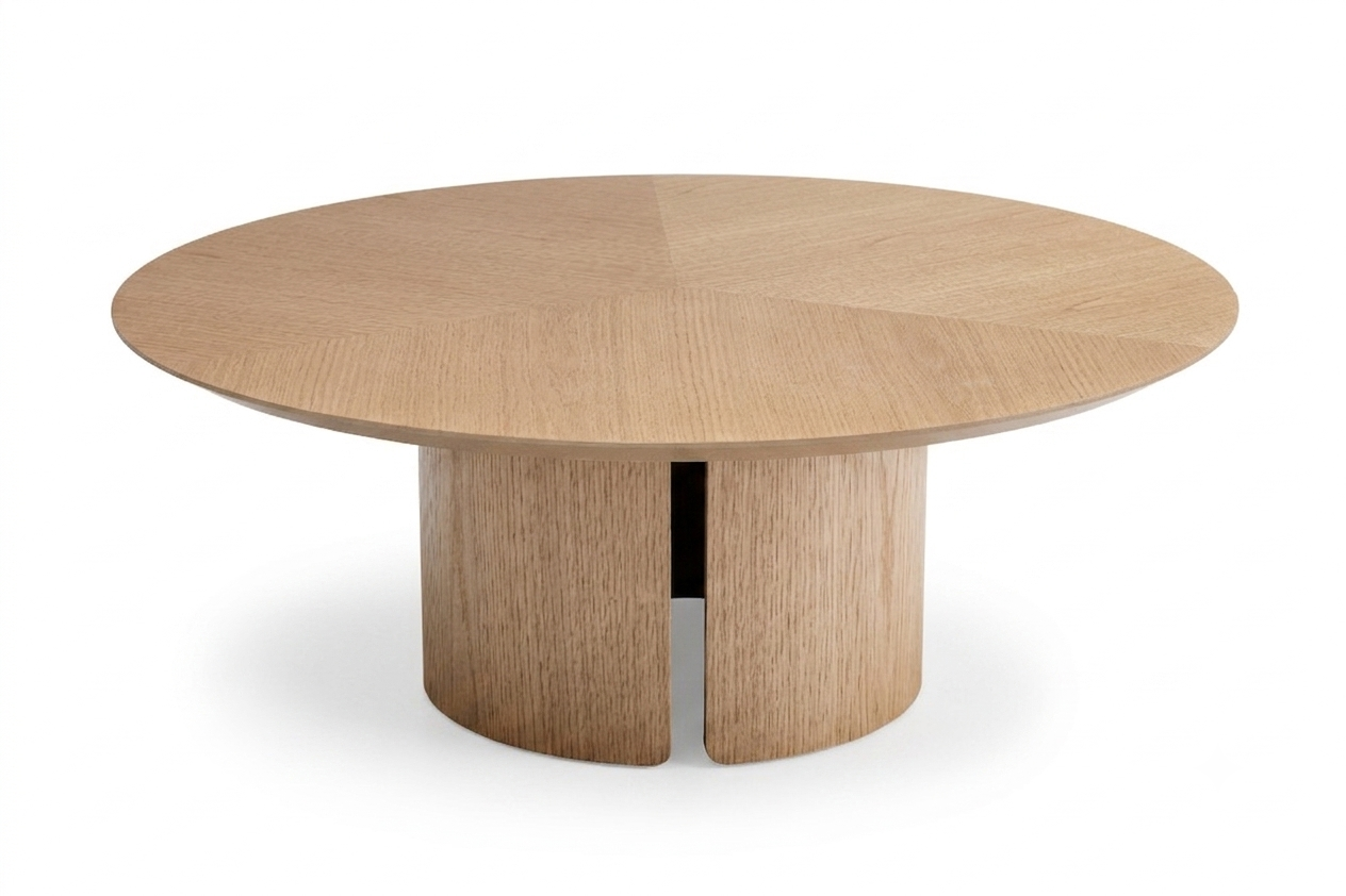 142812 AXIS Low Coffee Table 37"Dia x 13.7"H Carvalho (Oak) Amendoa (Almond)