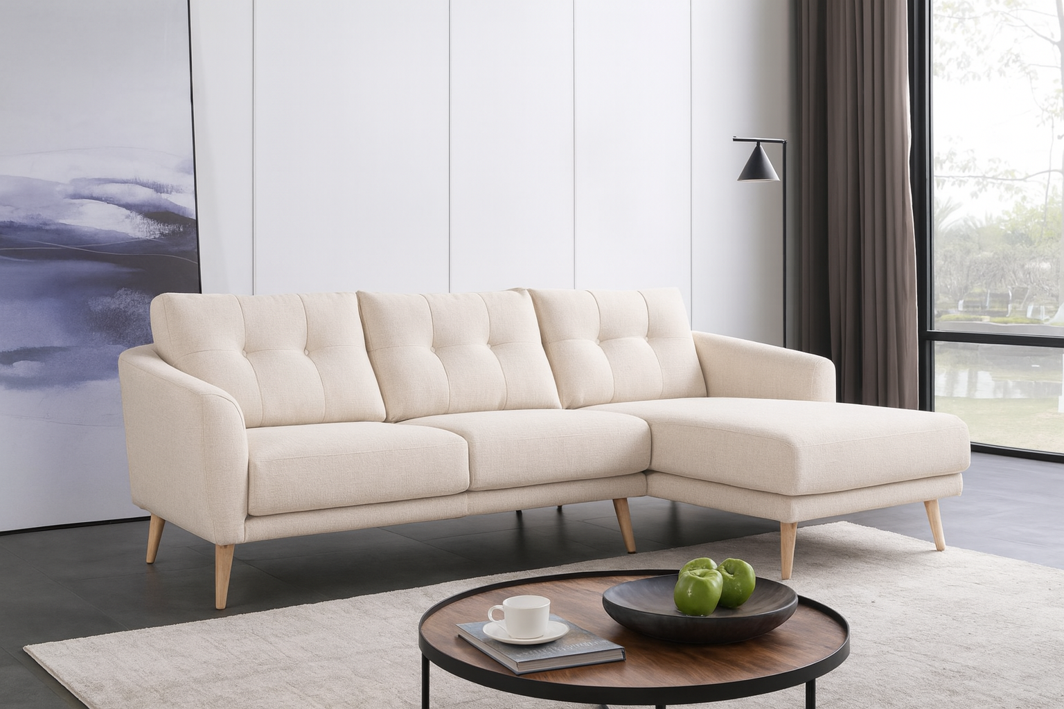 MB-1872C 2-Seater Sofa + Right Chaise (When Facing) EN6322-3 Fabric