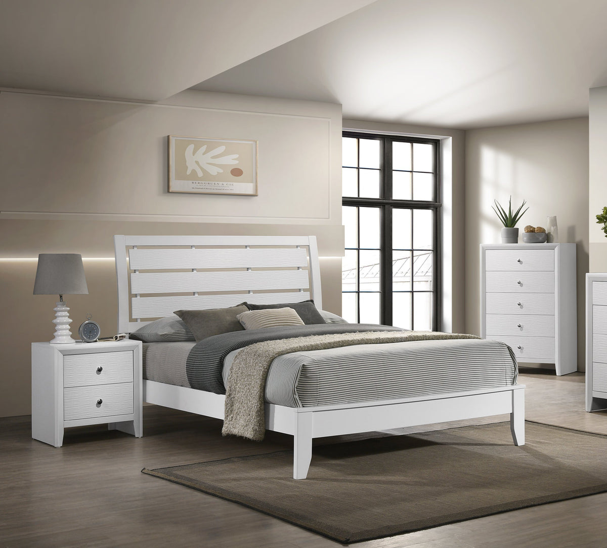 Bedroom Set B4710 Evan Full Bed + Chest + Nighstand White