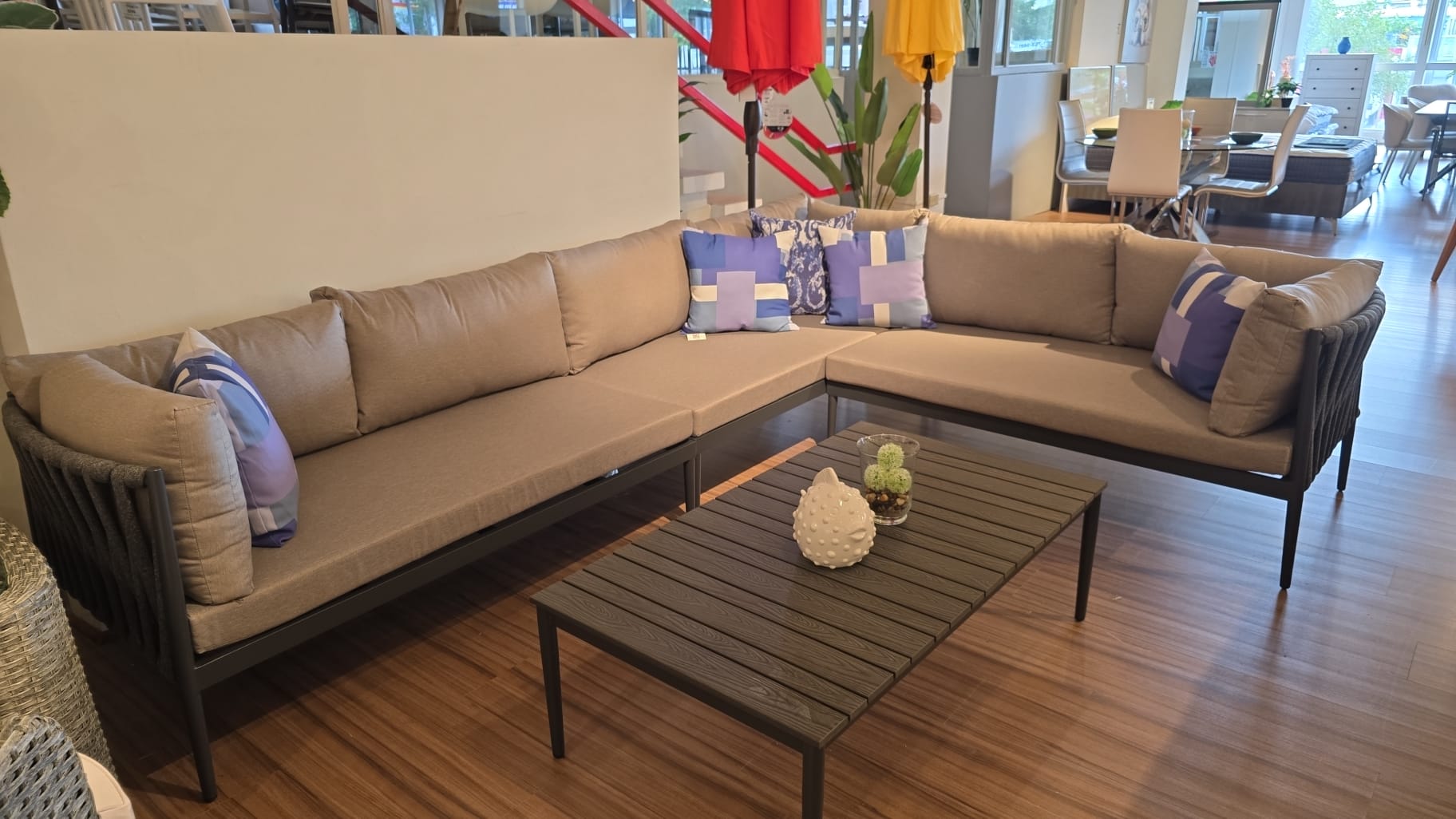 54301 4pcs Lounge Set Rope/Aluminum/Charcoal Frame/Grey Cushions