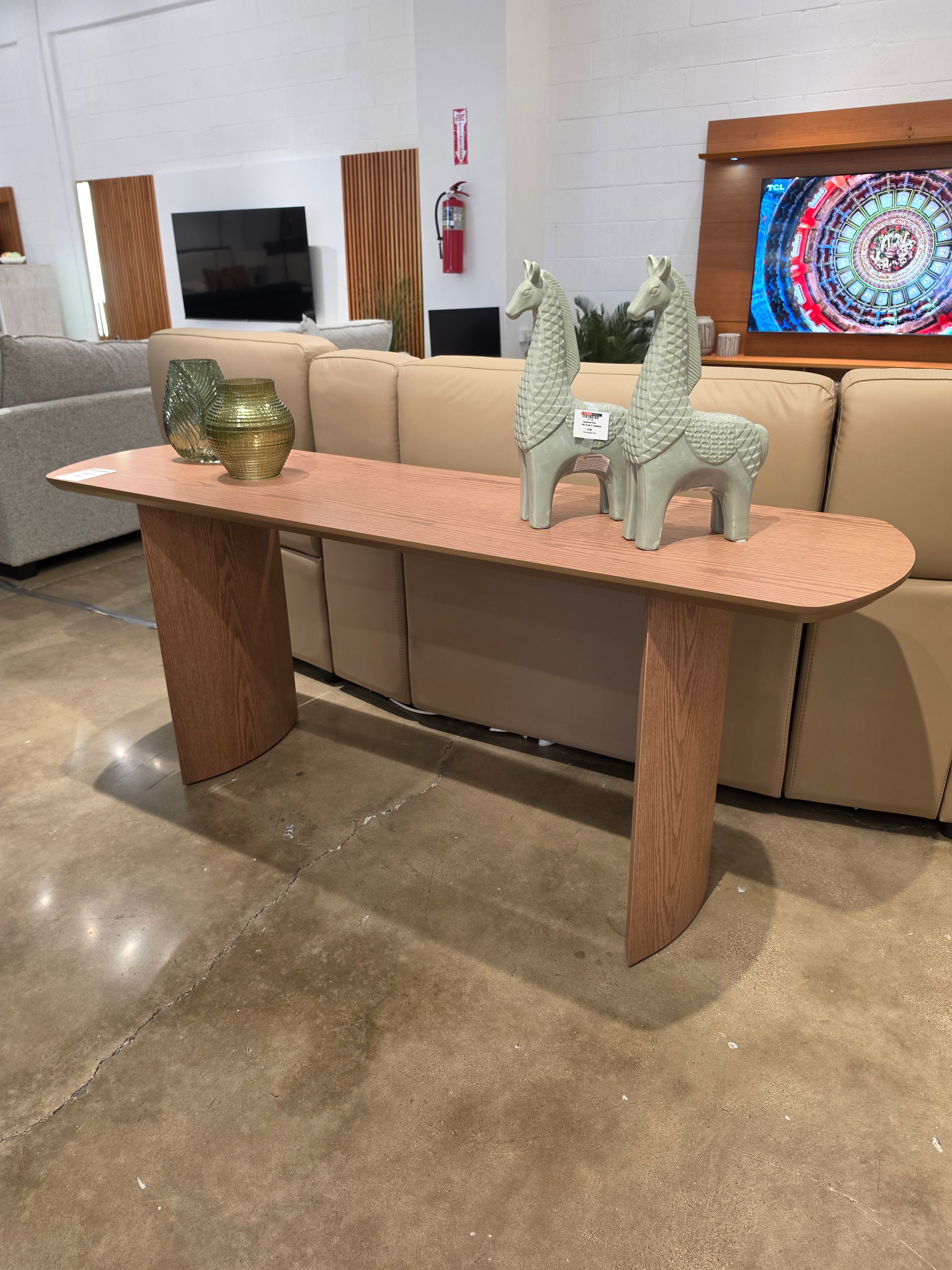 99956 IOLANDA Console 70.9"W x 19.7"D x 29.5"Ht Carvalho (Oak) Amendoa (Almond)/Wood Top
