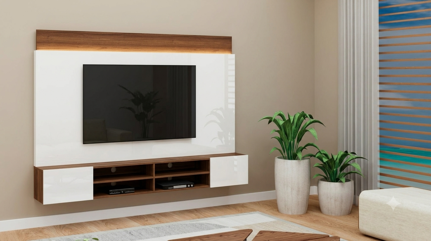 VORA Hanging TV Unit 1.8m (71") UV White/Hazelnut