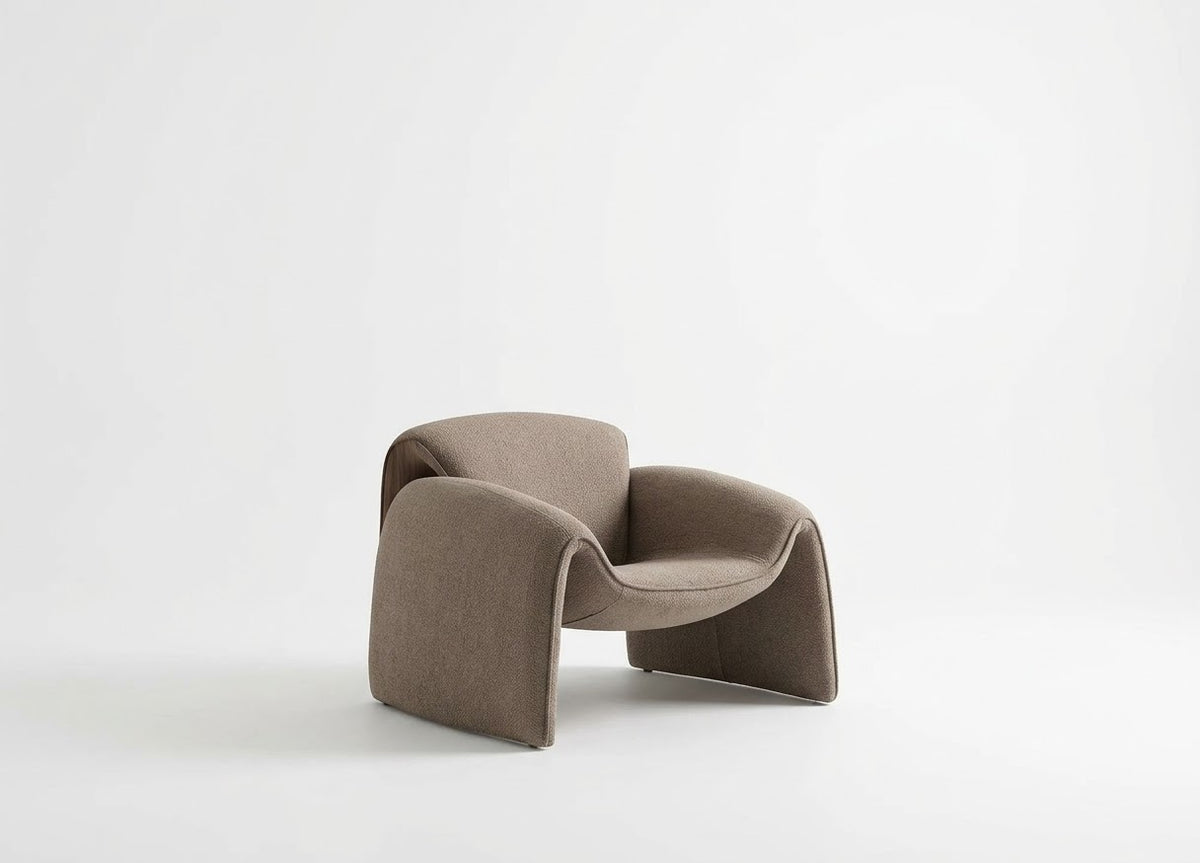 FLORE Lounge Chair Taupe Linen Boucle Fabric