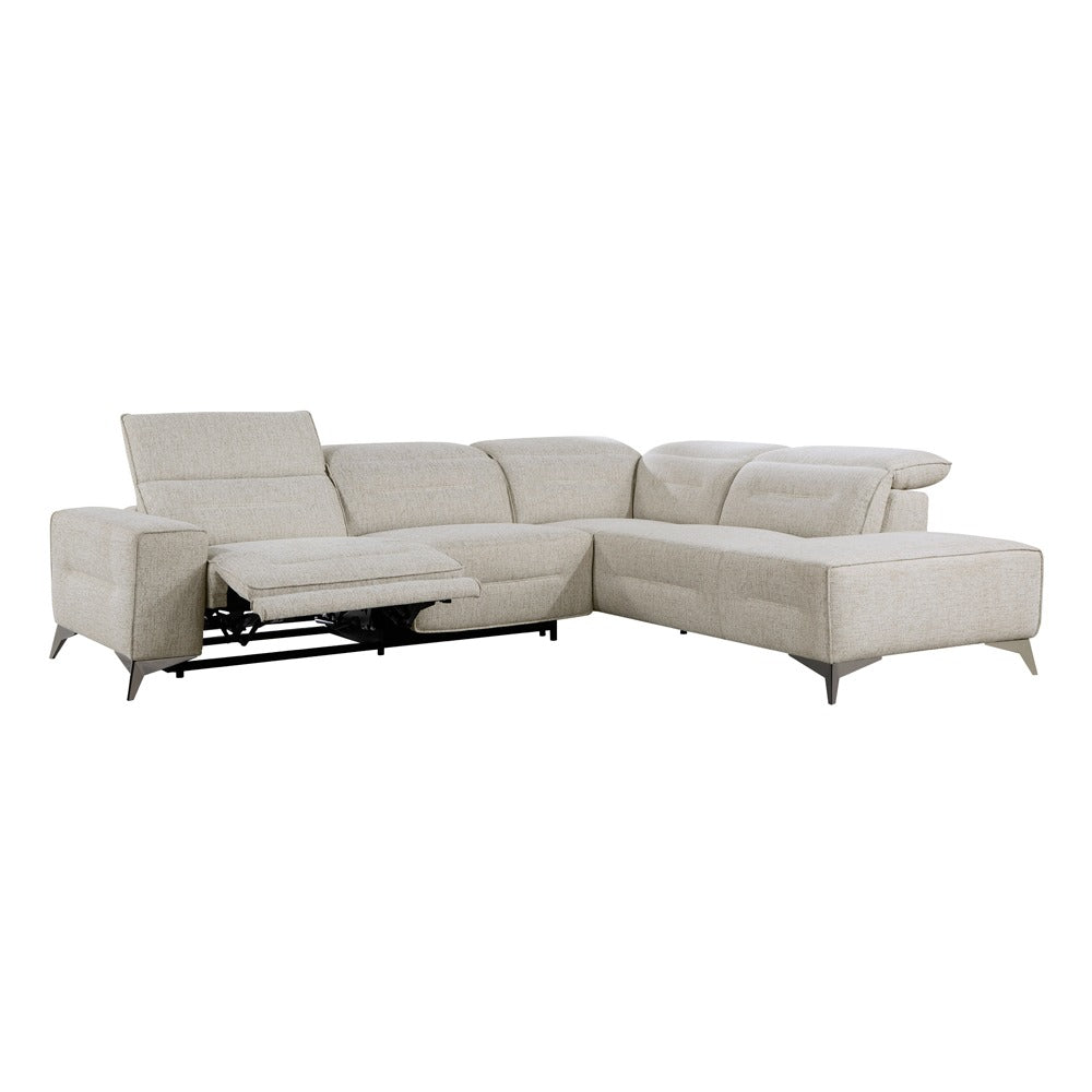 9414 Sectional Power Recliner w/ Chaise (Right Facing) w/PWR Headrest Sand Chenille