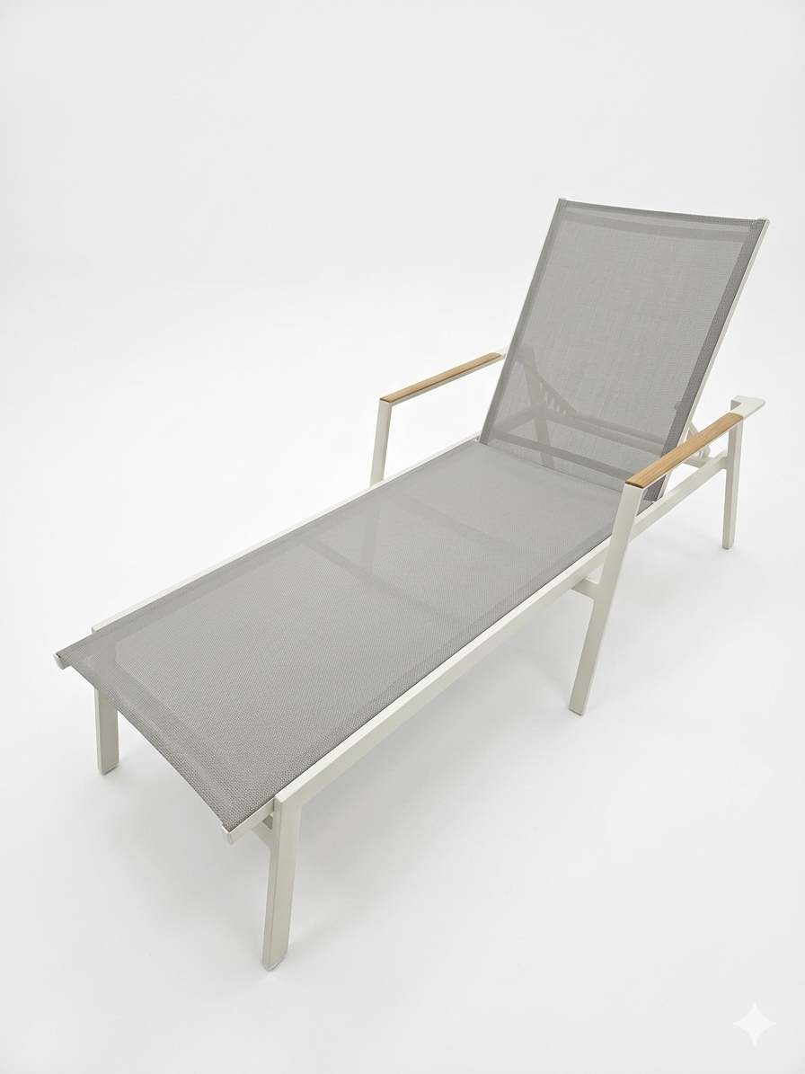 L108 ASPEN Chaise Lounge Aluminum/Wheat T111042 Sling/Frame: White