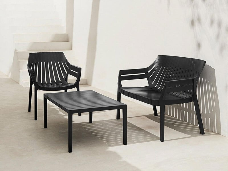 Vondom Spritz Sofa + (2) Spritz Lounge Chair + Sofa Table Black