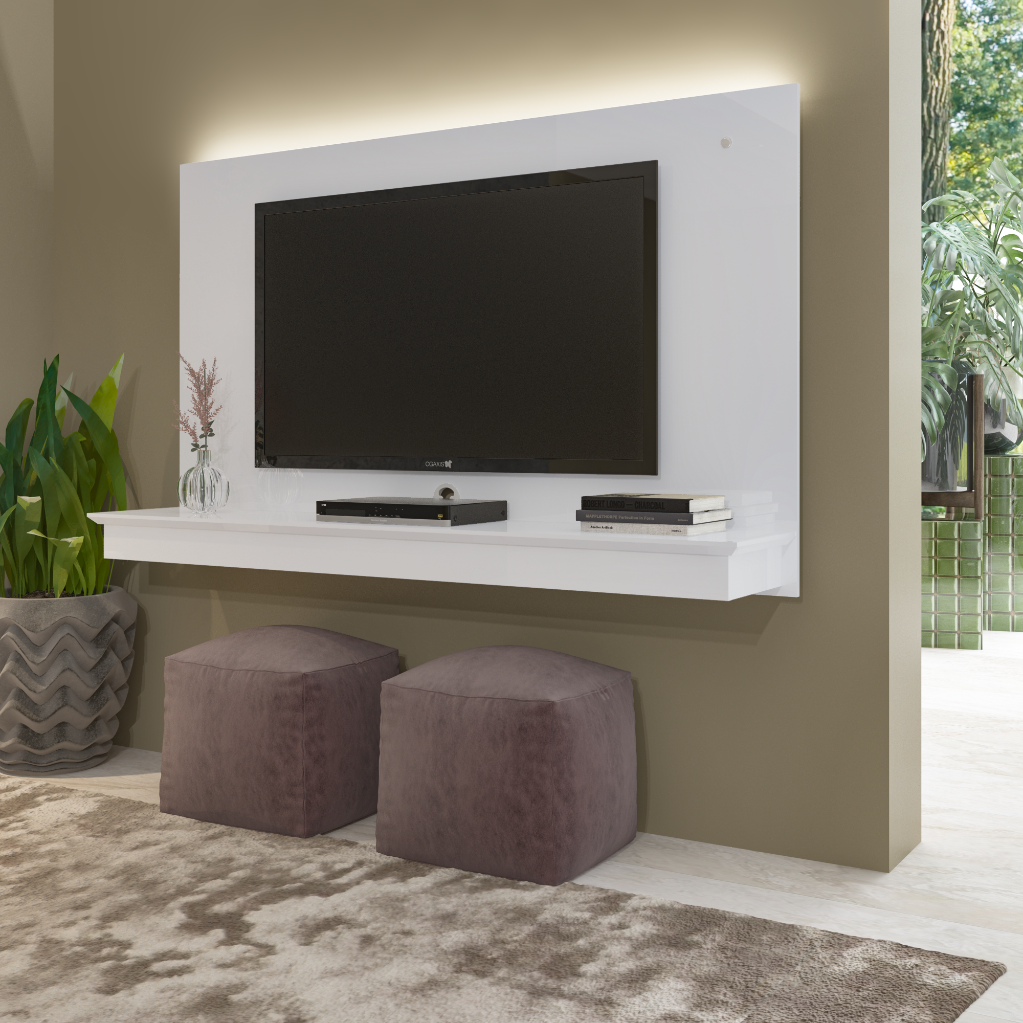 Bilbao - Hanging TV Unit 63" w/LED Lights - 46409