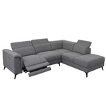 1520 Sectional w/ Power Recliner Chaise Right Light Grey Fabric