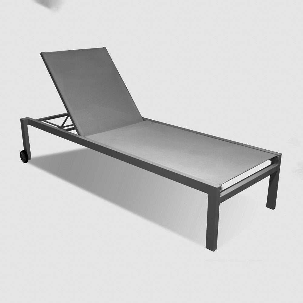 L-111 Sunlounger w/Wheels Grey Textilene/Grey Aluminum Frame