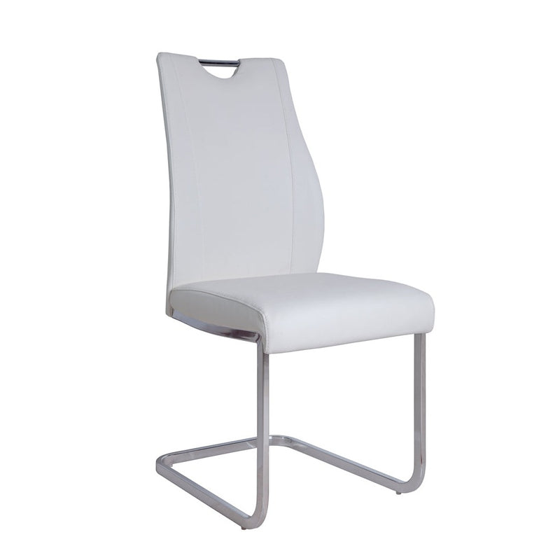 HDS-5053S - Dining Chair (White PU / Stainless Steel Handle-Base) - 48728