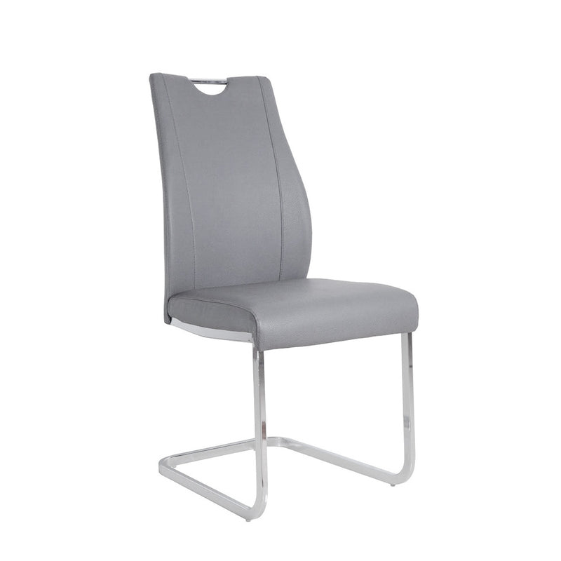 HDS-5053S - Dining Chair (Light Grey PU / Stainless Steel Handle-Base) - 48729