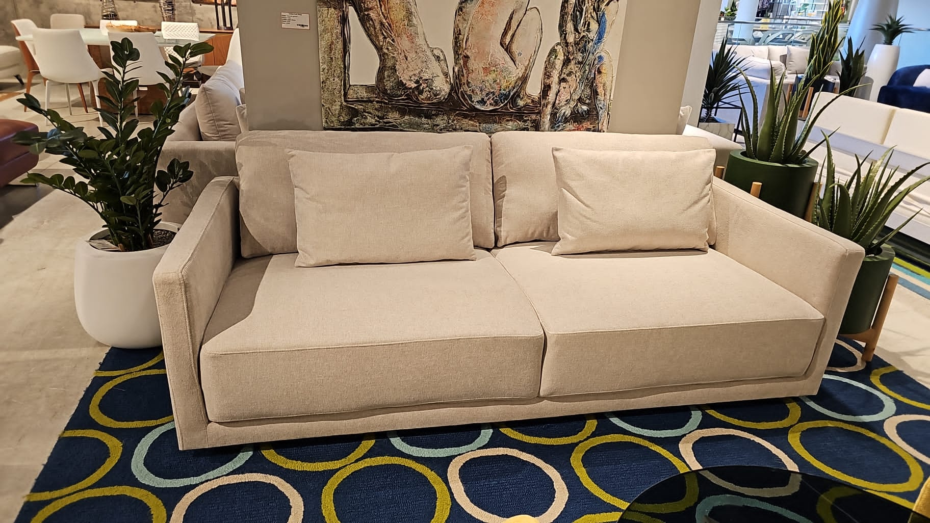 V-235 - 3-Seater Sofa 83.9"L (Beige/Belfast Fabric) - 47970