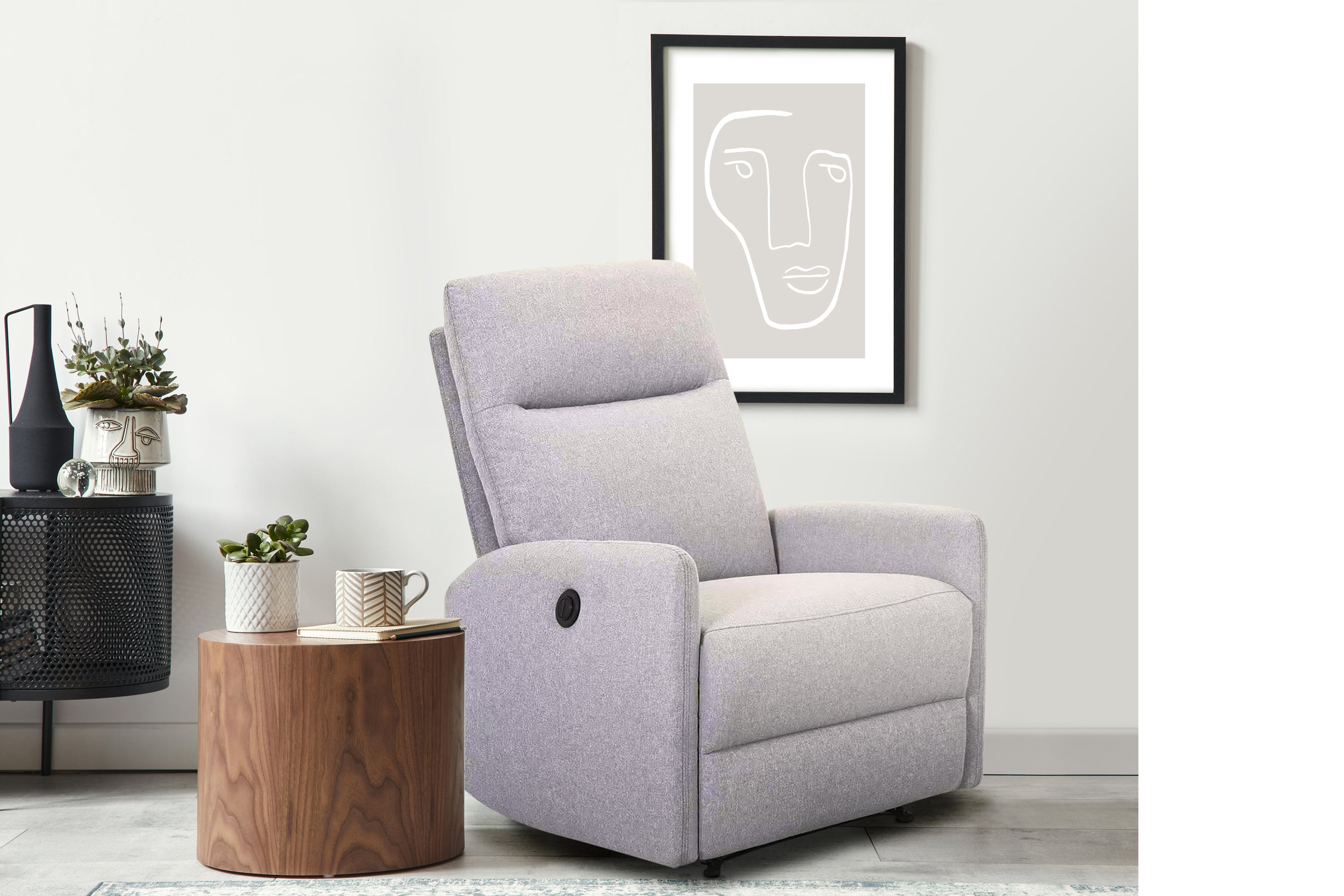 Lalas - Recliner Chair (Light Grey Fabric) - 47893