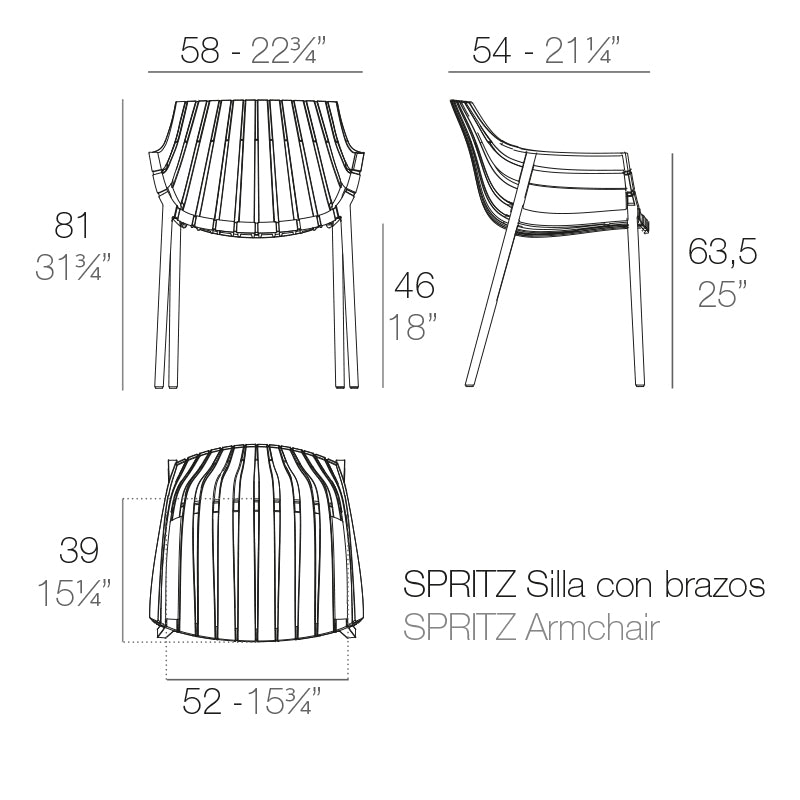56017 SPRITZ ARMCHAIR 22¾"X21¼"X32" BLACK 2002