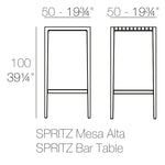 56022 SPRITZ SET 1 BAR TABLE + 2 BAR STOOL H:38¼" WHITE