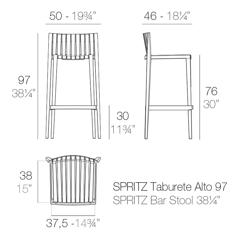 56019 SPRITZ BAR STOOL 19¾"X 17¾"X38¼" ECRU