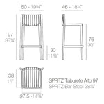 56022 SPRITZ SET 1 BAR TABLE + 2 BAR STOOL H:38¼" WHITE