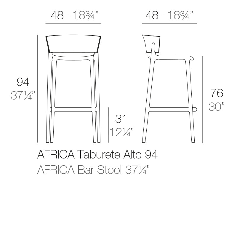 65029 AFRICA BAR STOOL 19"X19"X37½" WHITE