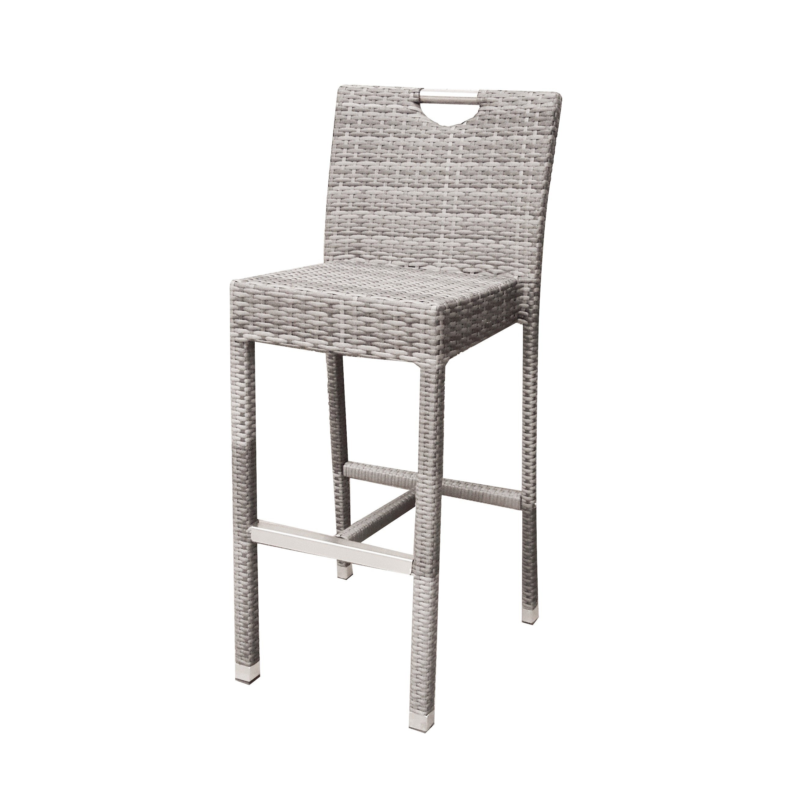 S1048-C Bar Chair Alum. Frame/St. St. Handgrip/New Mixed Grey Wicker/BX4008 Light Grey Cushion