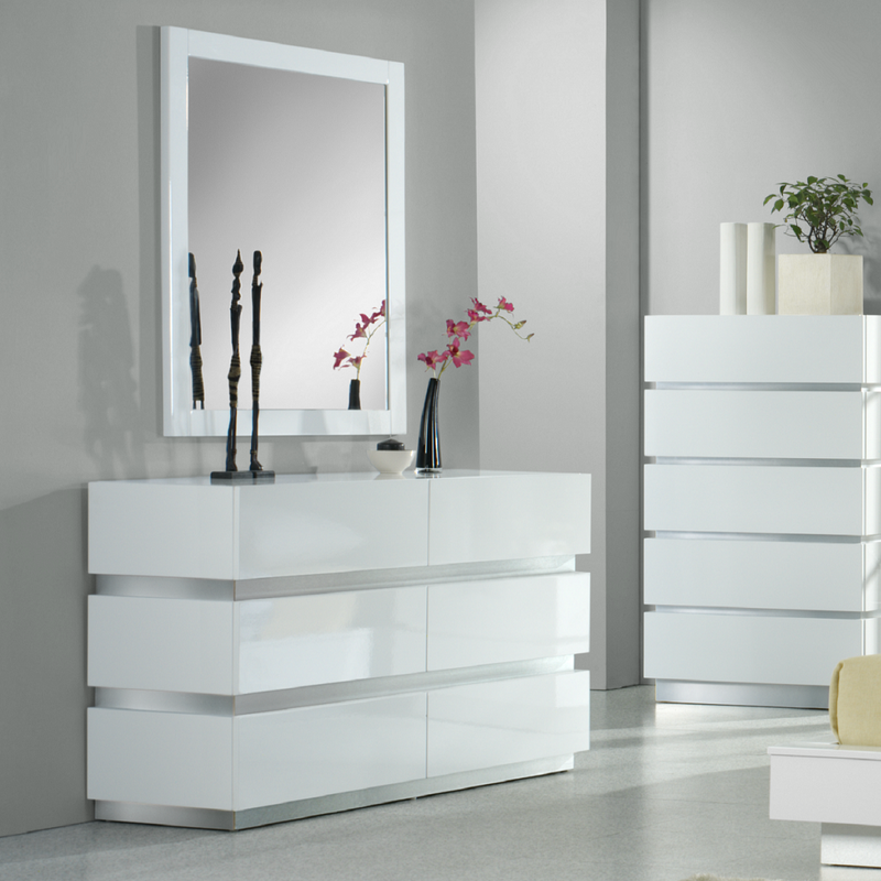 822HG Dresser + Mirror Set White