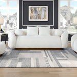 8568 3-Seater Sofa w/4 Accent Pillows White Boucle Fabric