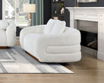 8568 2-Seater Loveseat w/2 Square Pillows White Boucle Fabric