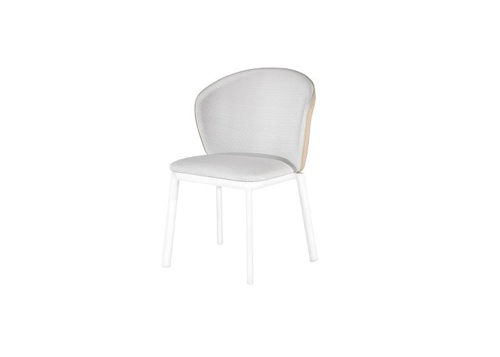 A391C New Freedom Dining Chair Powder Coated Aluminum/Textilene Light Grey/Beige/Frame White