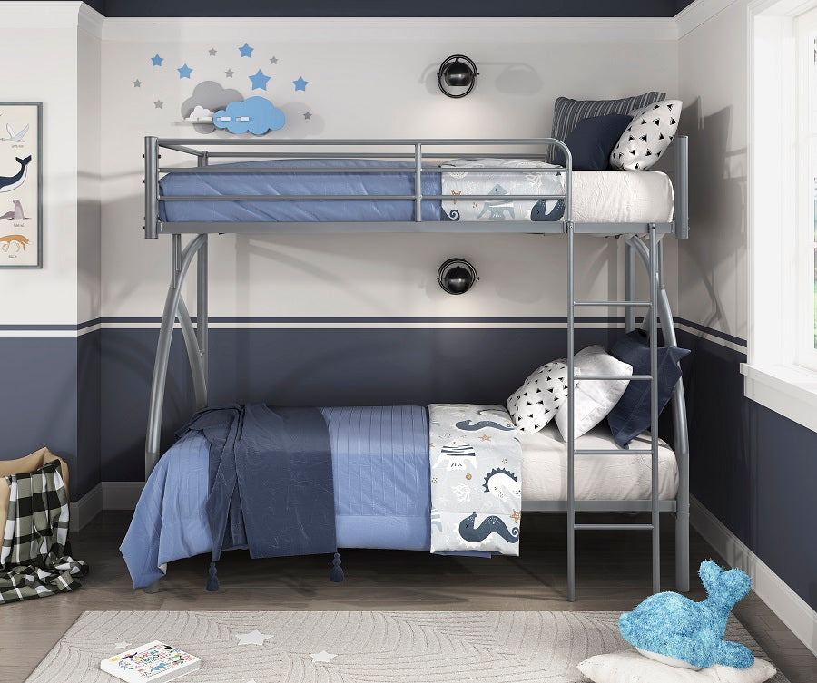 B2020GY-1 Twin/Twin Bunk Bed 3" Metal/Grey