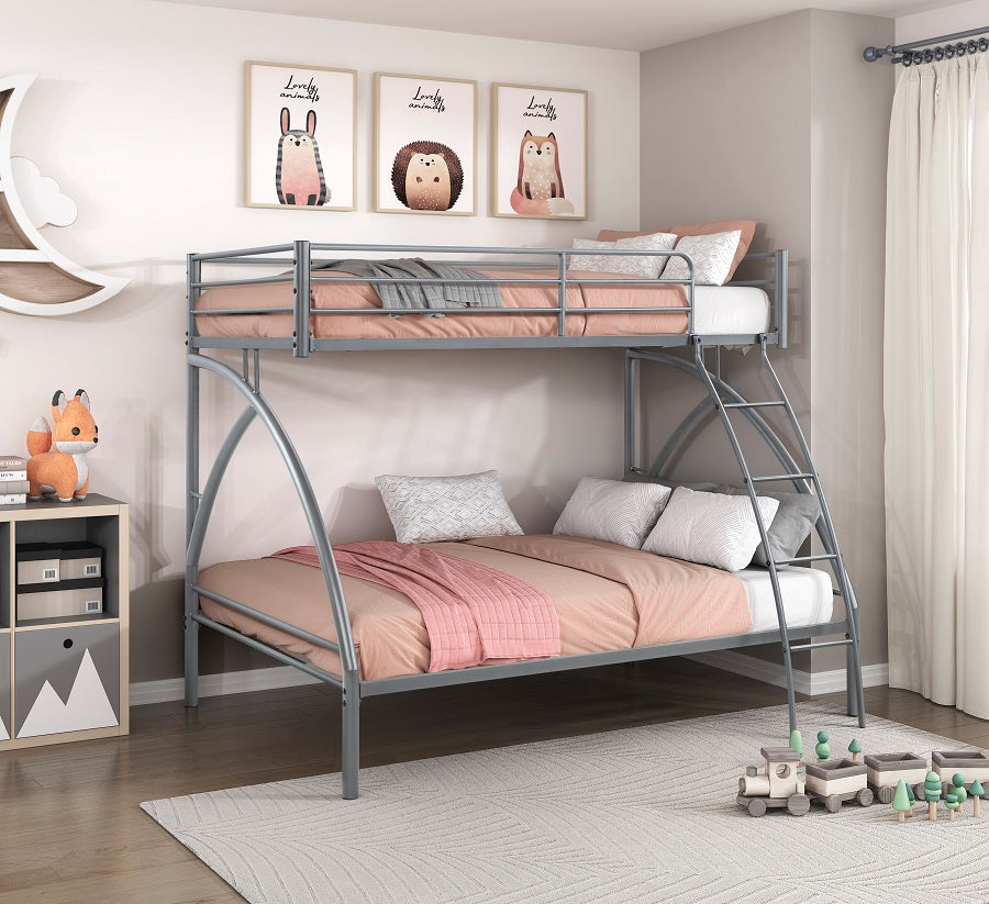 B2020GYTF-1 Twin/Full Bunk Bed 3" Metal/Grey