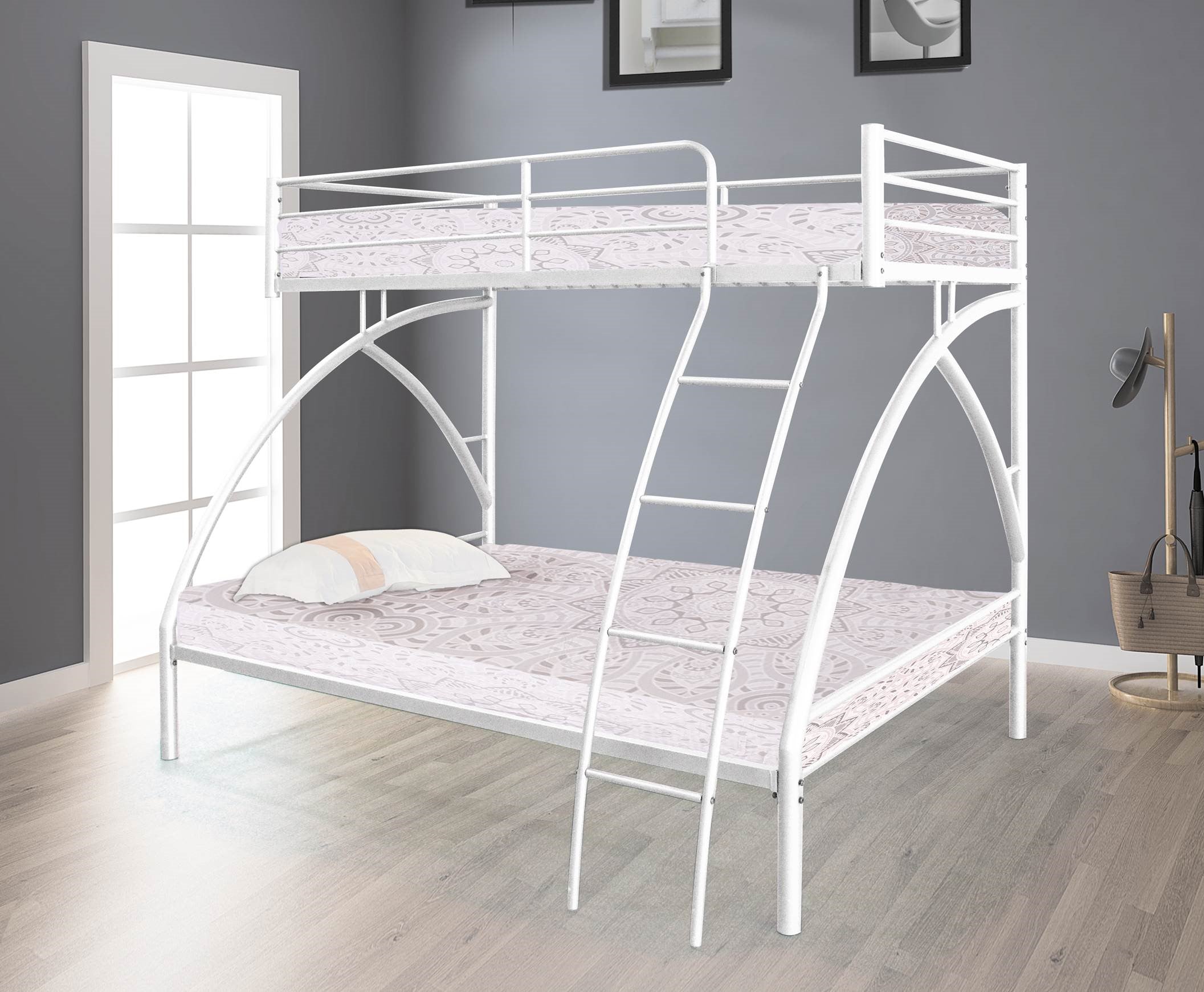 B2020WHTF-1 Twin/Full Bunk Bed 3" Metal/White