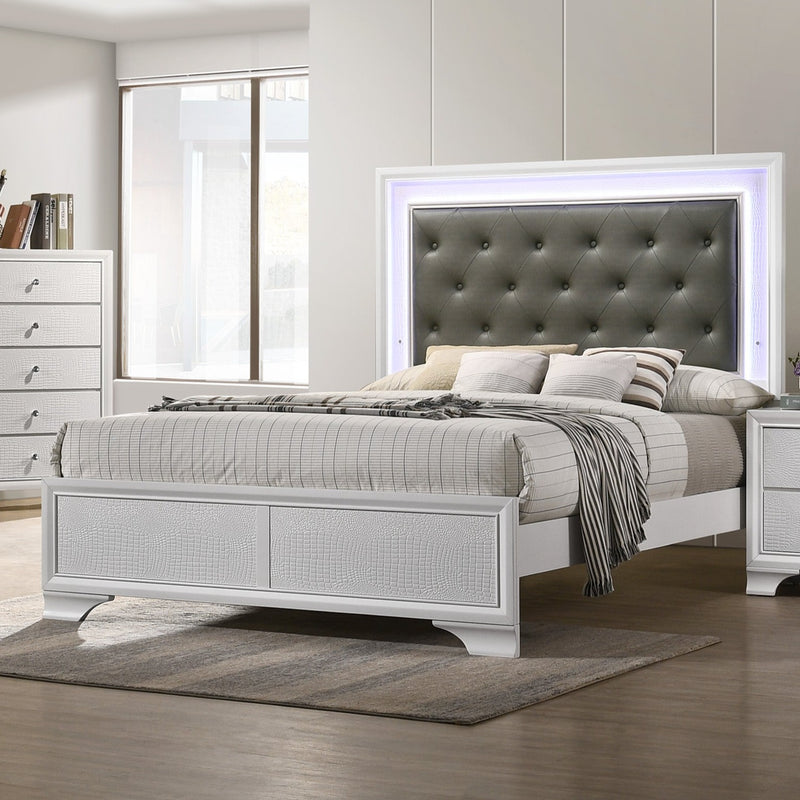 Lyssa Queen Size Bed w/LED Light Frost Finish