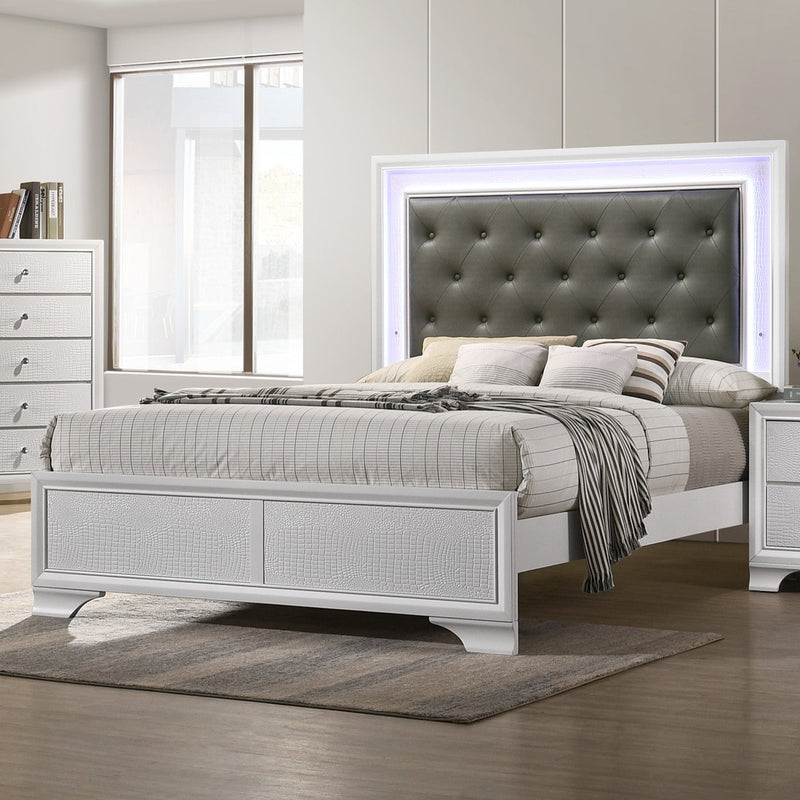 Lyssa Full Size Bed w/LED Light Frost Finish
