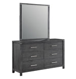 Odessa Bedroom Set Queen Bed + Dresser + Mirror + Nightstand Charcoal Grey