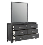 Odessa Bedroom Set Queen Bed + Dresser + Mirror + Nightstand Charcoal Grey