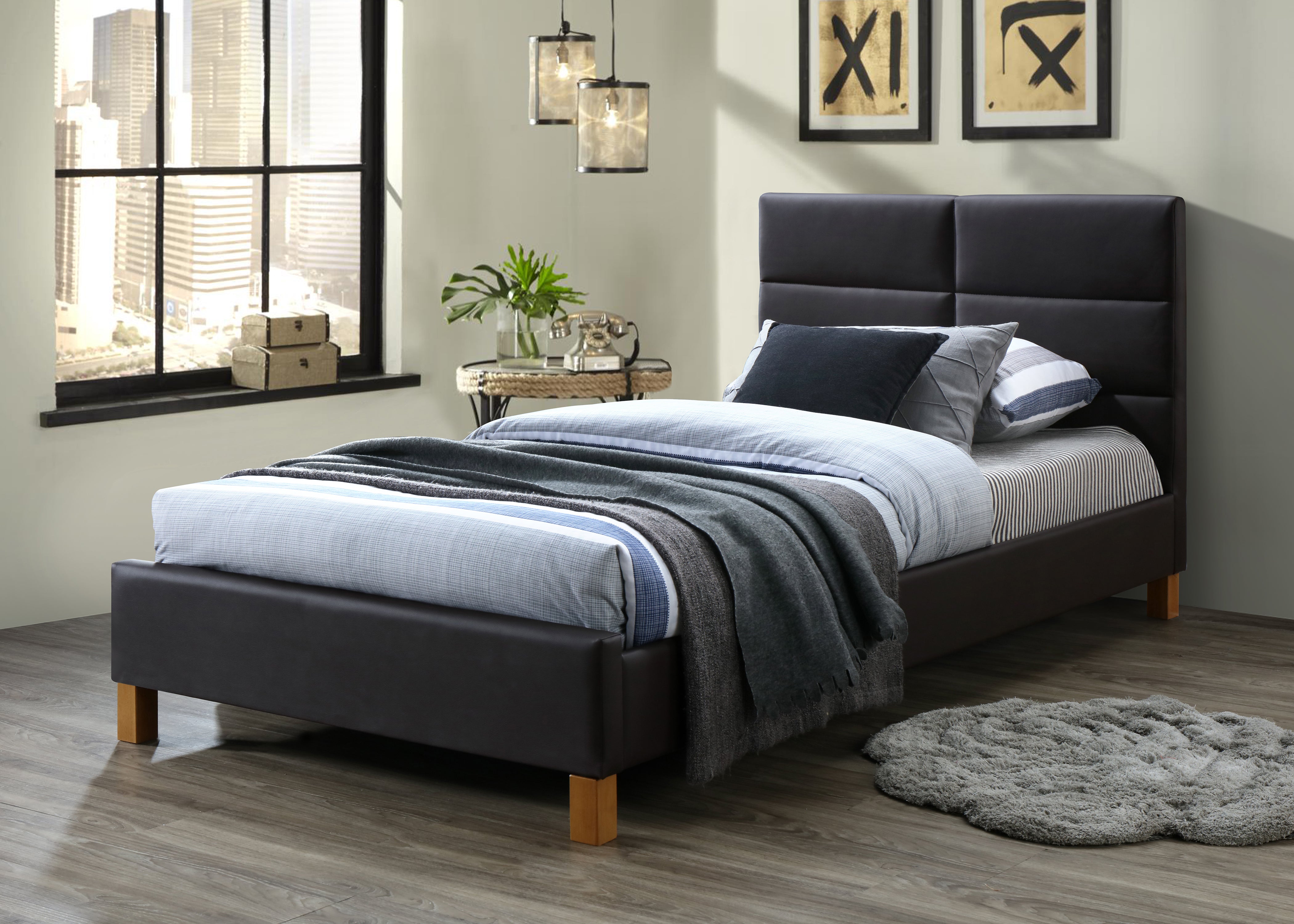 BBT-6107 - Full Size Bed (Brown Fabric) - 47641