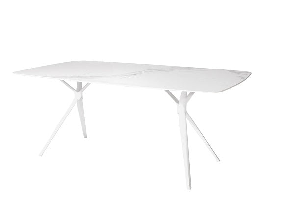 T302 Bari Dining Table 70"x 35"x 29" Aluminum Frame w/ Sintered Stone Top/White/White