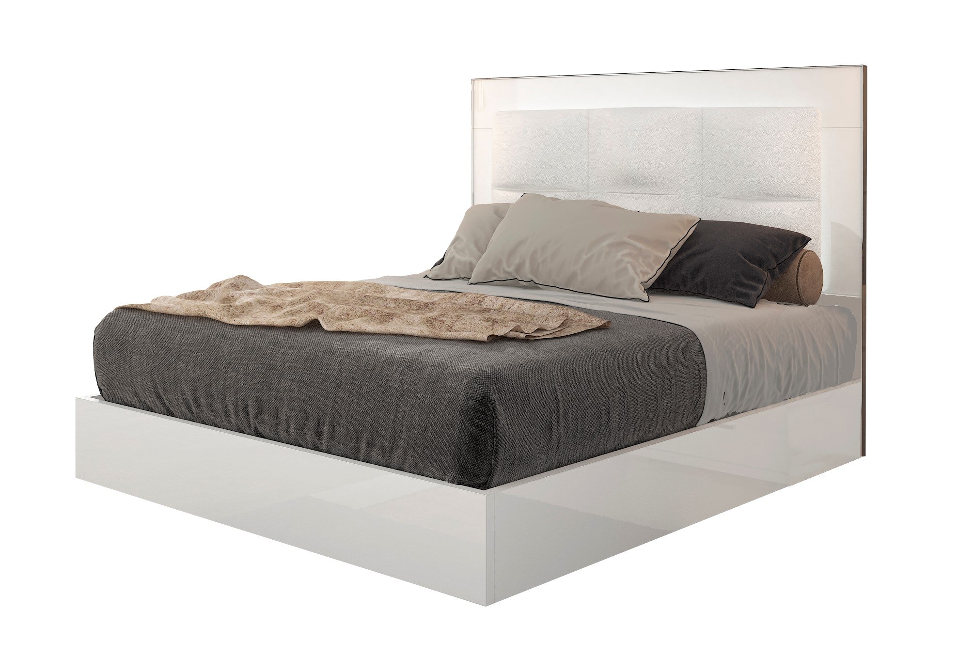 Versalles Full Size Bed (HB+Siderails+Platform) White Lacquer