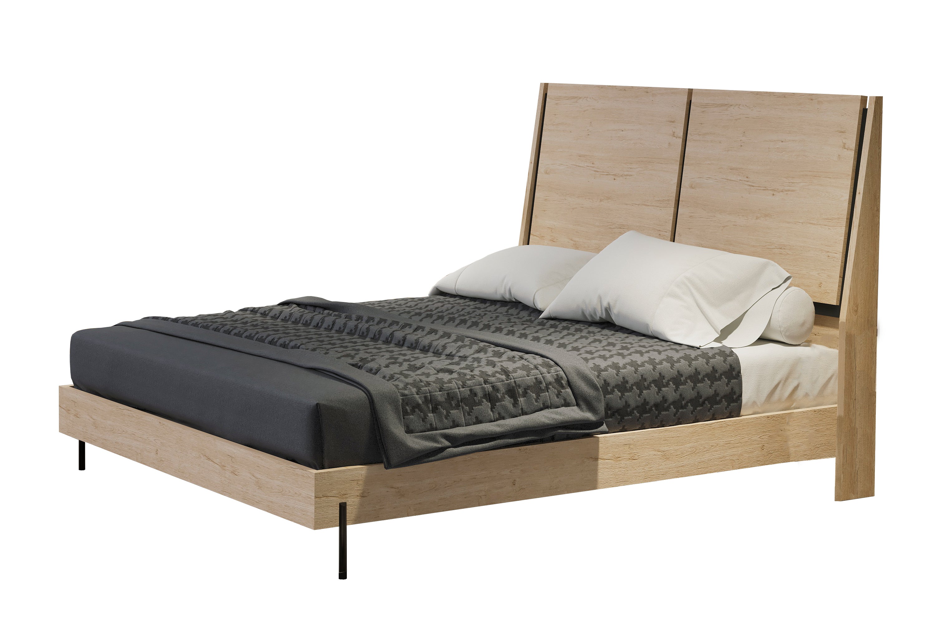 Newport Queen Size Bed (HB+Siderails+Platform) Bambu/GR