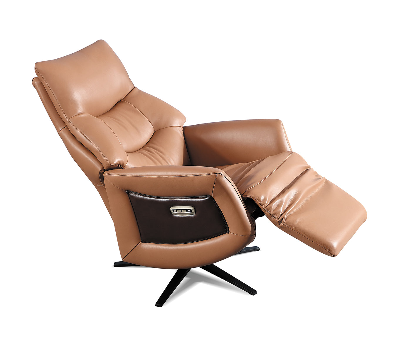 CH8029 2-motors Electric Recliner w/Battery/Brown Side Panel A2738-73 Tan Full Leather