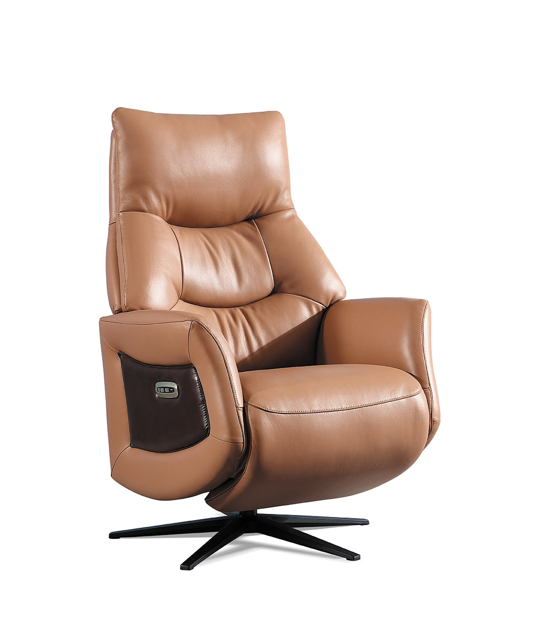 CH8029 2-motors Electric Recliner w/Battery/Brown Side Panel A2738-73 Tan Full Leather