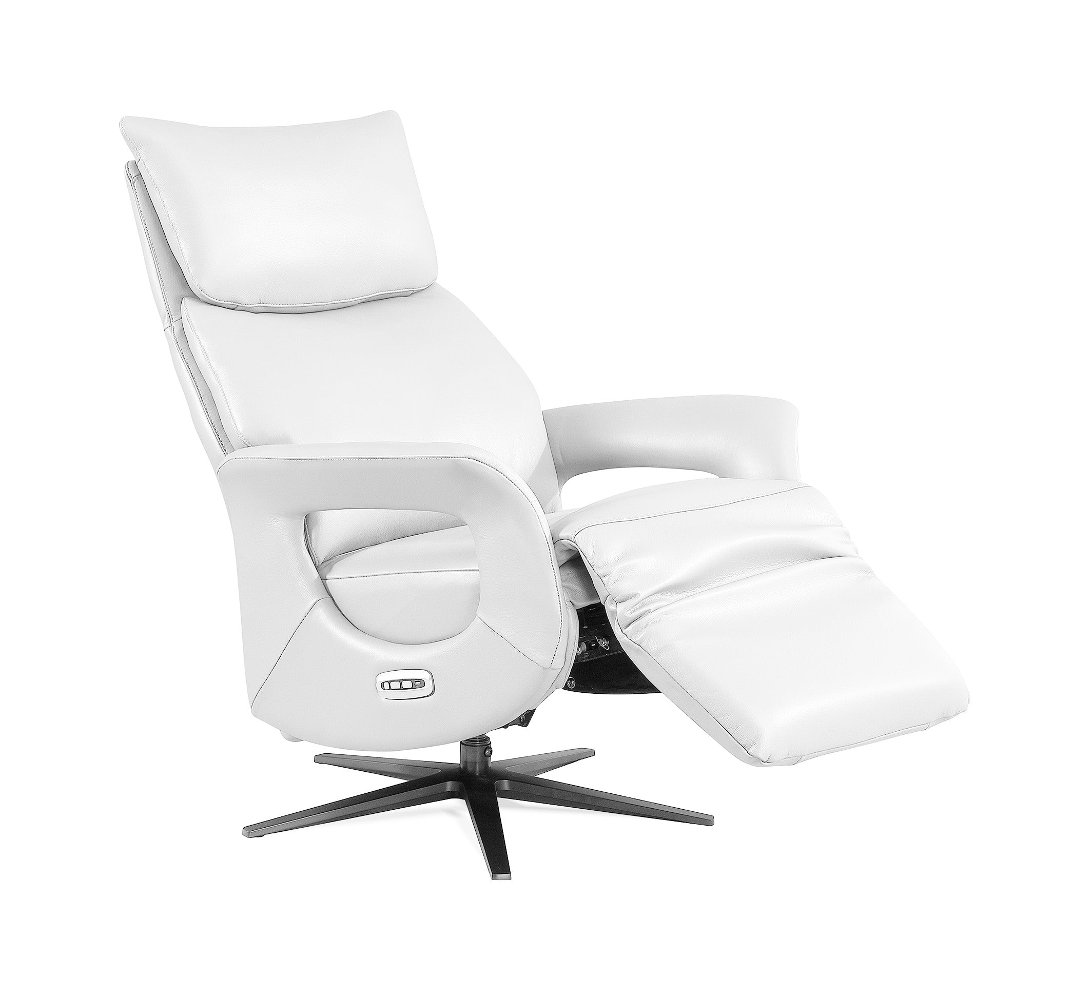 CH8046 2-motors Electric Recliner w/Battery B3501-65 White Full Leather