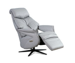 CH8028 2-motors Electric Recliner w/Battery B3586-65 Light Grey Full Leather