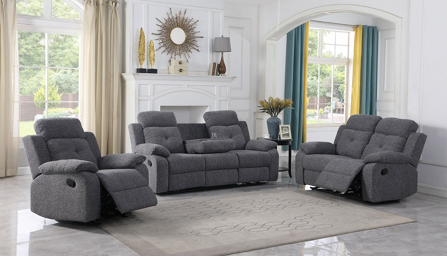 BELLINDA 3 Seater Recliner Gray Fabric